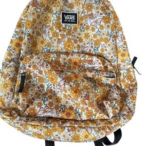 Vans Women's Floral Backpack - Yellow and White Adjustable, Roomy Nice❤️